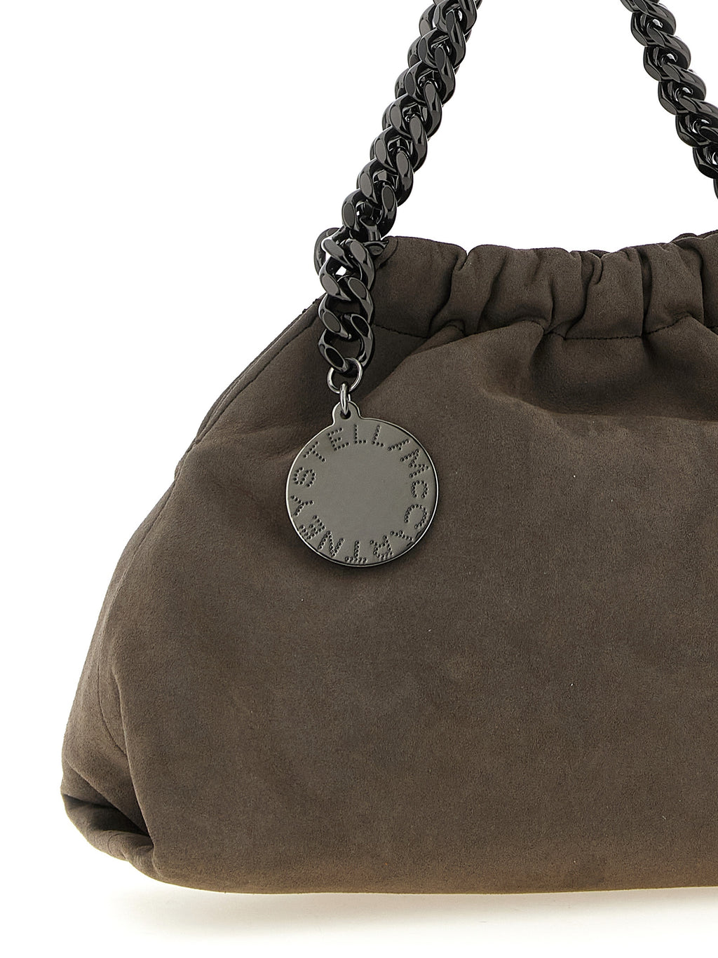 Gray Polyamide Falabella Mini Drawstring Crossbody Bag