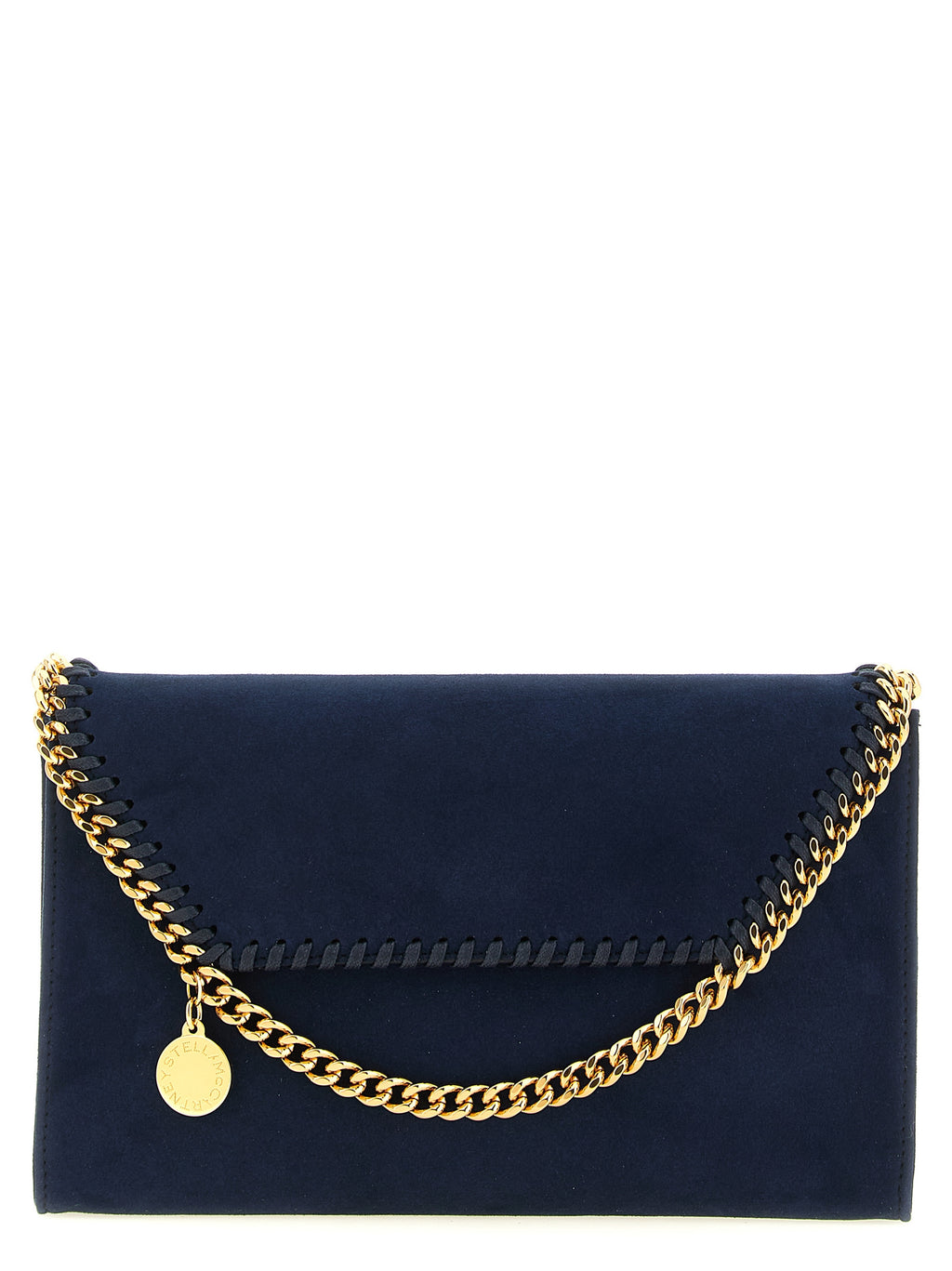 Blue Polyamide Crossbody with Gold Chain