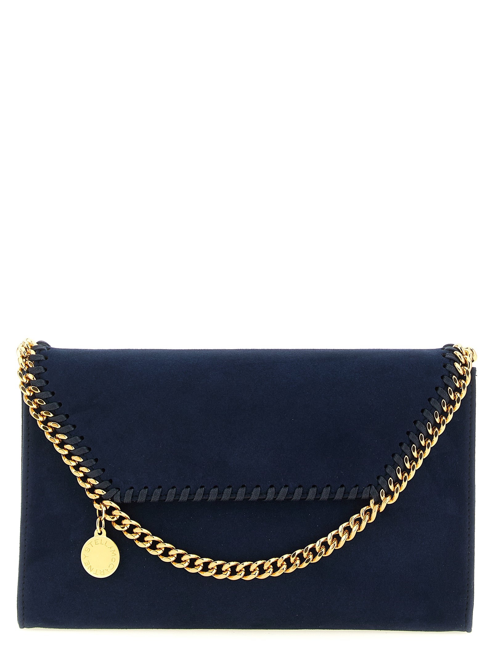 Blue Polyamide Crossbody with Gold Chain