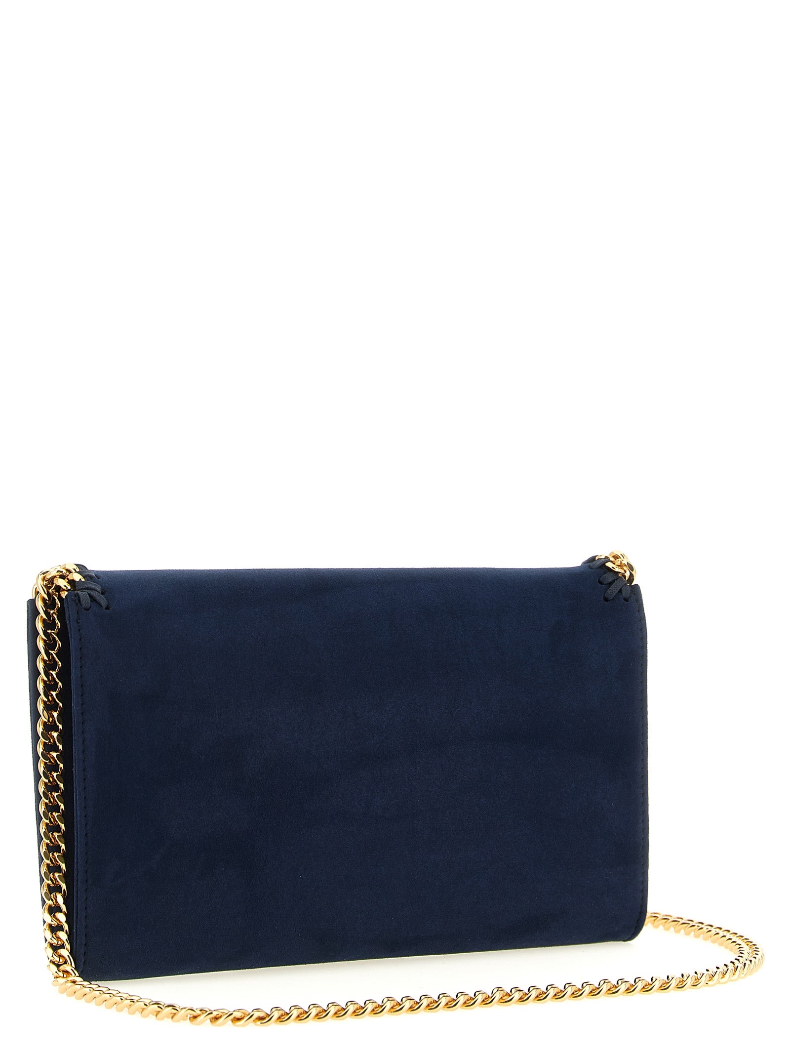 Blue Polyamide Crossbody with Gold Chain