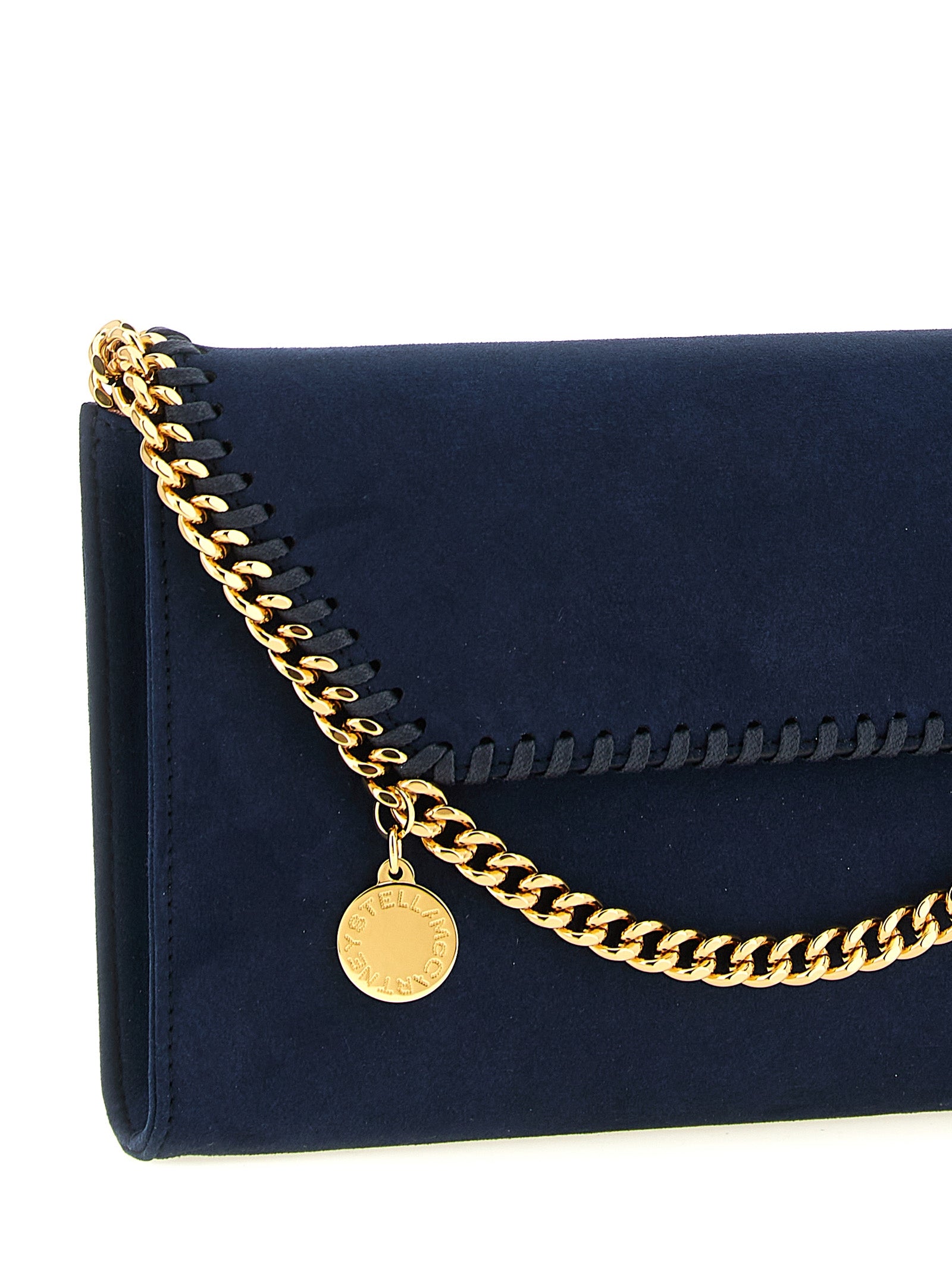 Blue Polyamide Crossbody with Gold Chain