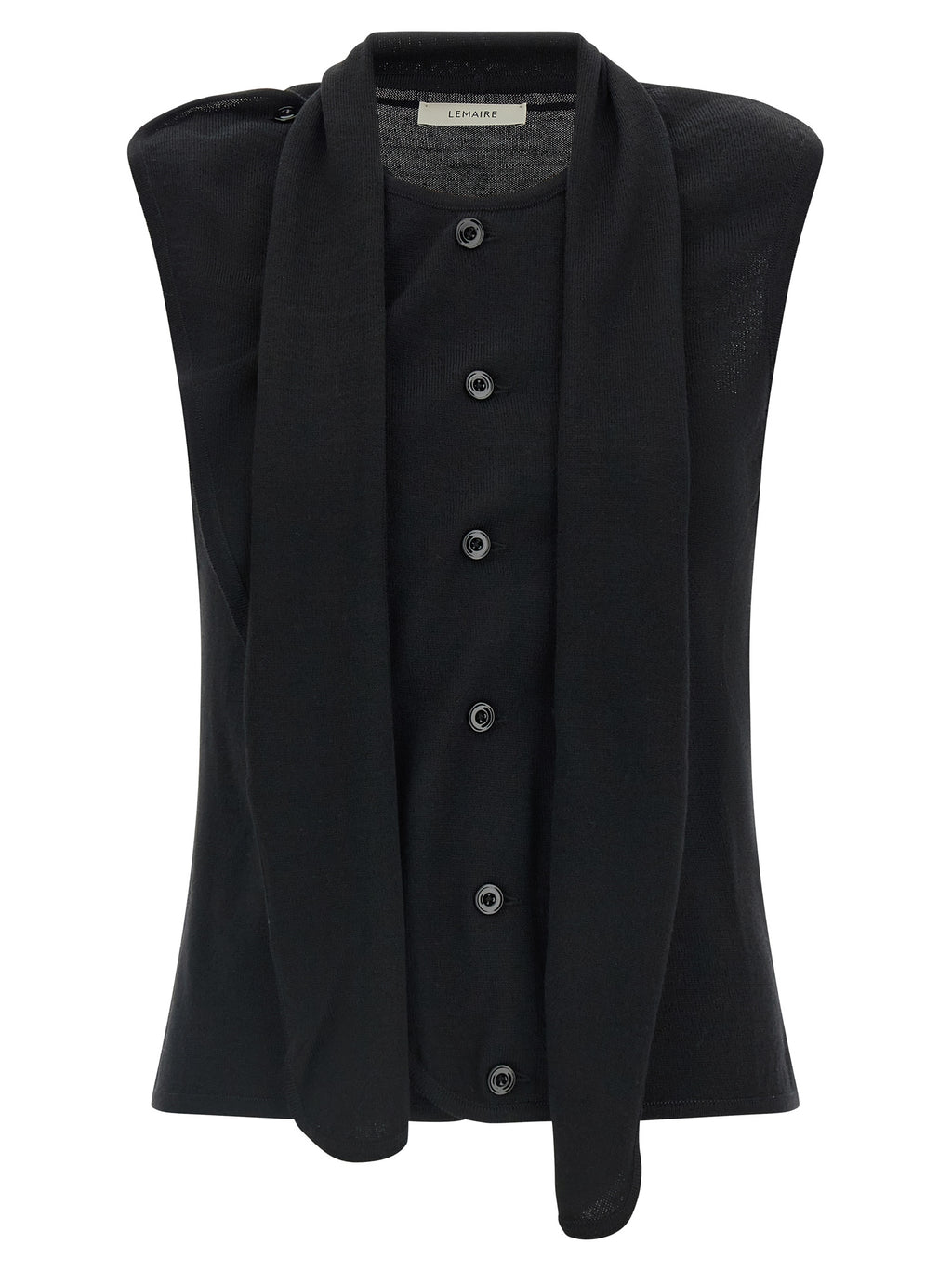 Black Wool Sleeveless Vest