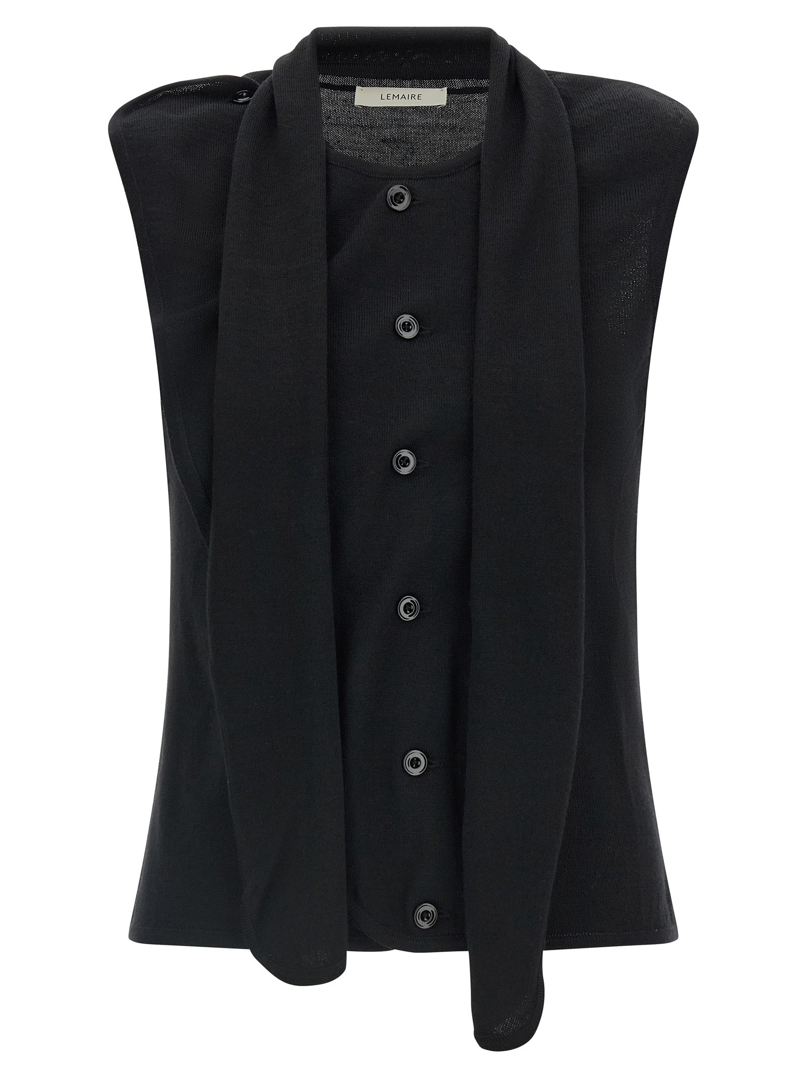 Black Wool Sleeveless Vest