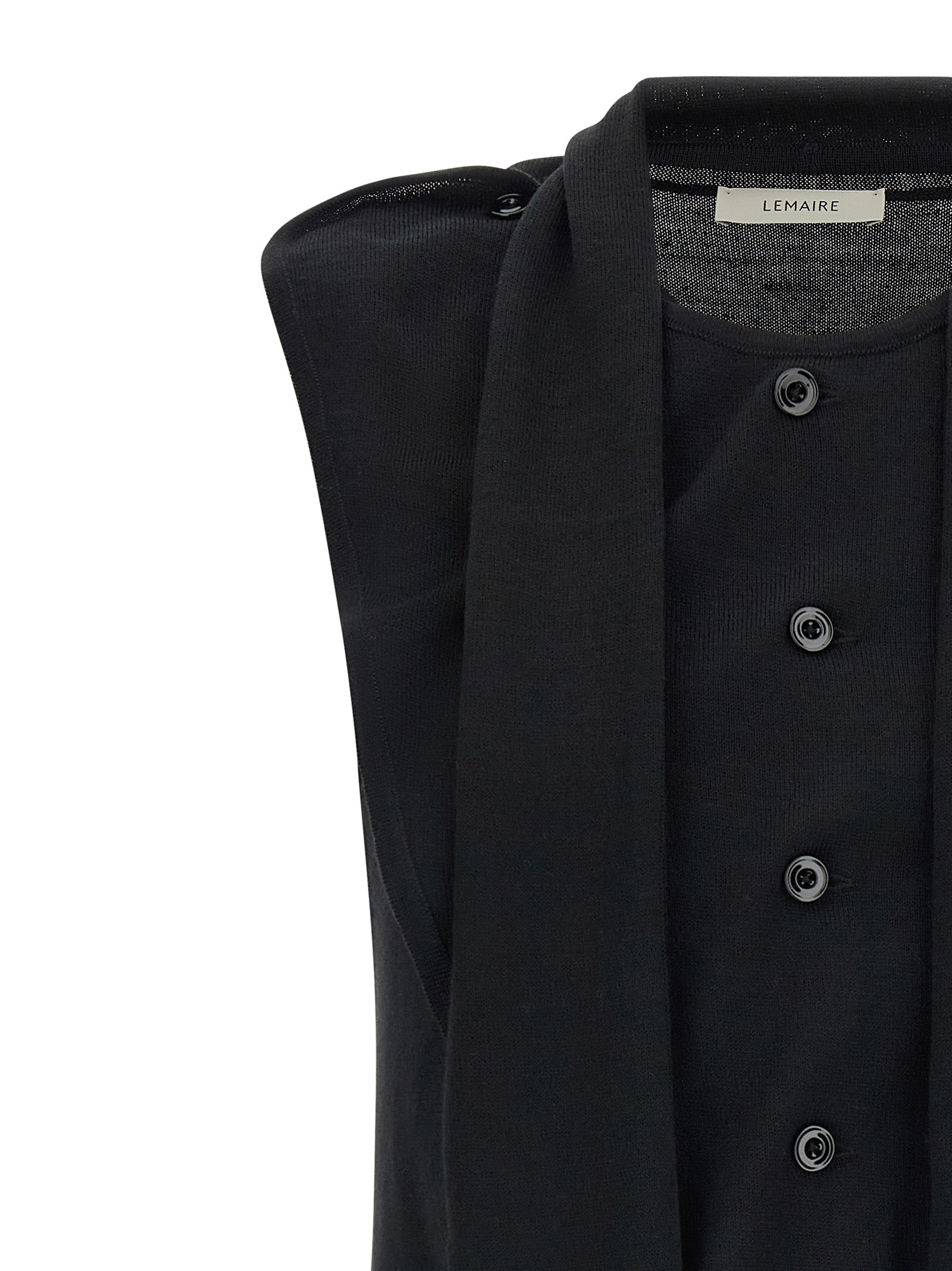 Black Wool Sleeveless Vest