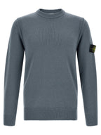 Steel Blue Virgin Wool Crew Neck Sweater