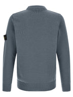 Steel Blue Virgin Wool Crew Neck Sweater