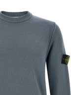 Steel Blue Virgin Wool Crew Neck Sweater