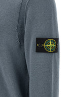 Steel Blue Virgin Wool Crew Neck Sweater