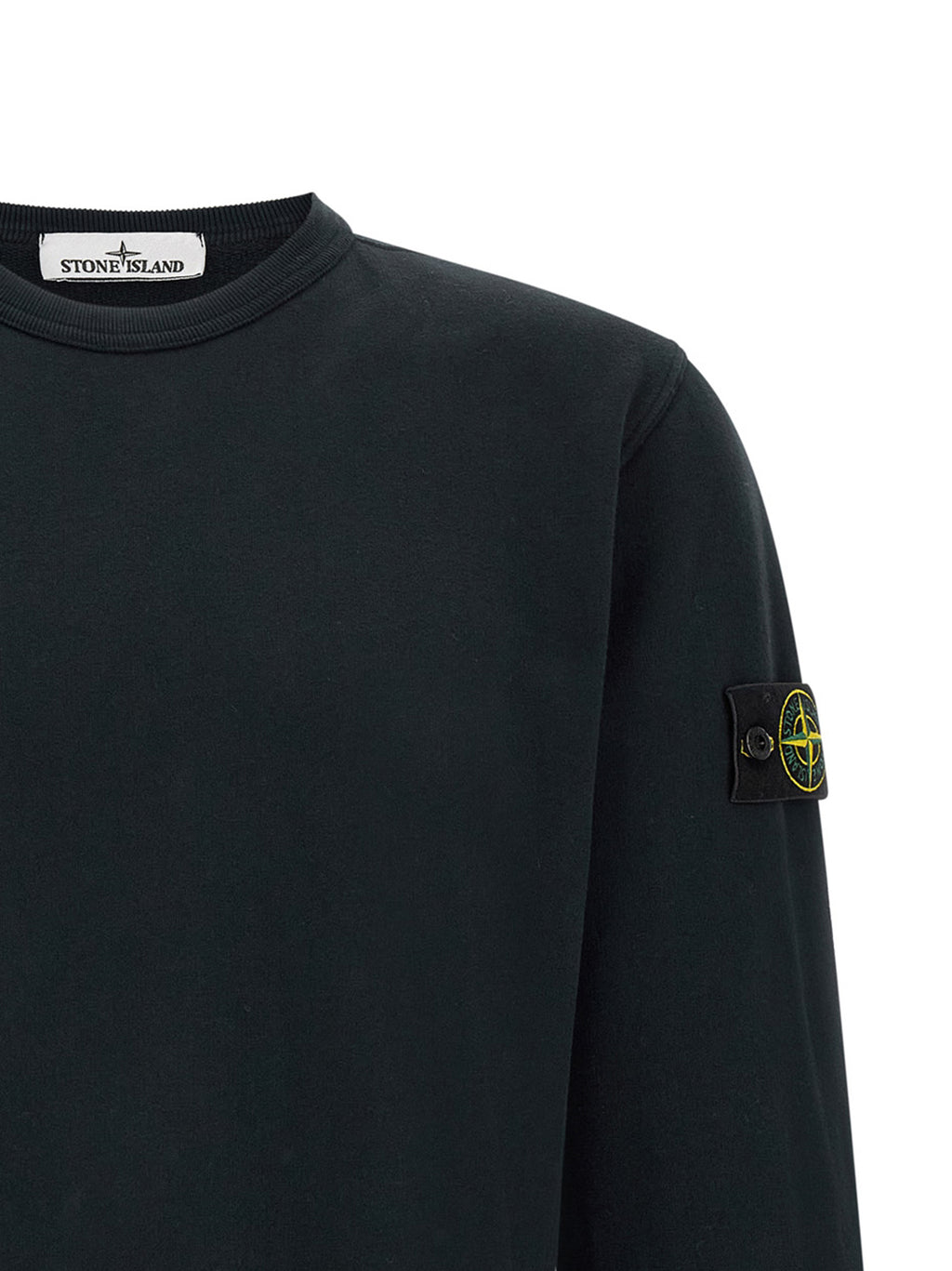 Blue Cotton Canvas Crewneck Sweatshirt