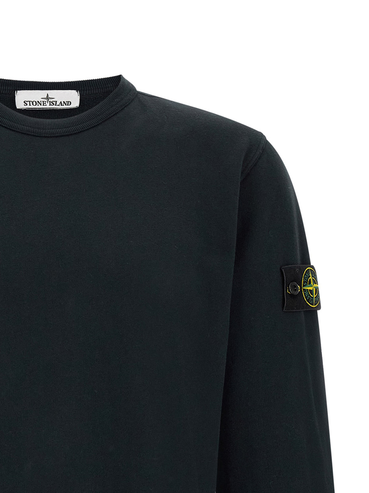 Blue Cotton Canvas Crewneck Sweatshirt