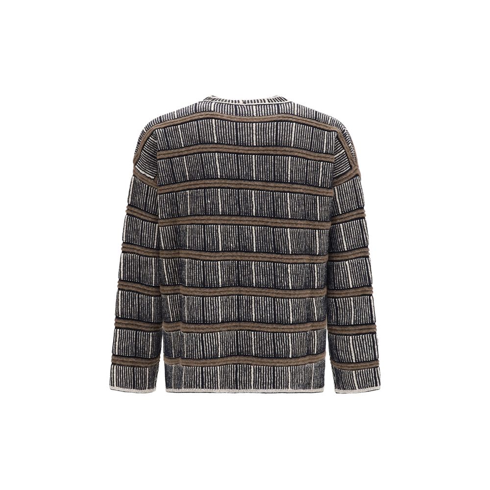 Oversized Silk Virgin Wool Alpaca Ribbed Crewneck Sweater