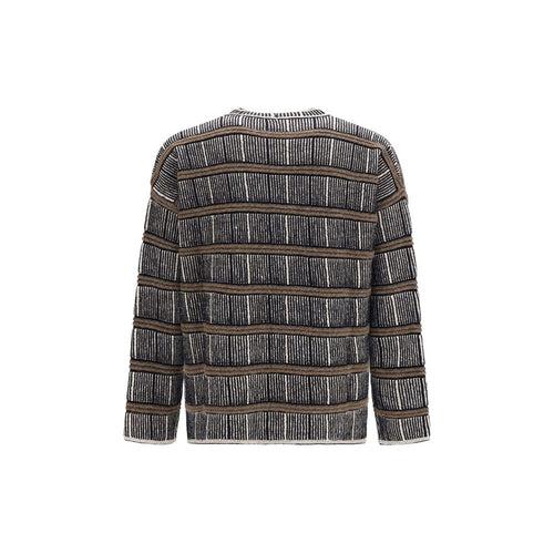 Oversized Silk Virgin Wool Alpaca Ribbed Crewneck Sweater