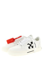 White & Black Vulcanized Cotton Low-Top Sneakers