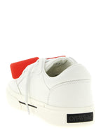 White & Black Vulcanized Cotton Low-Top Sneakers