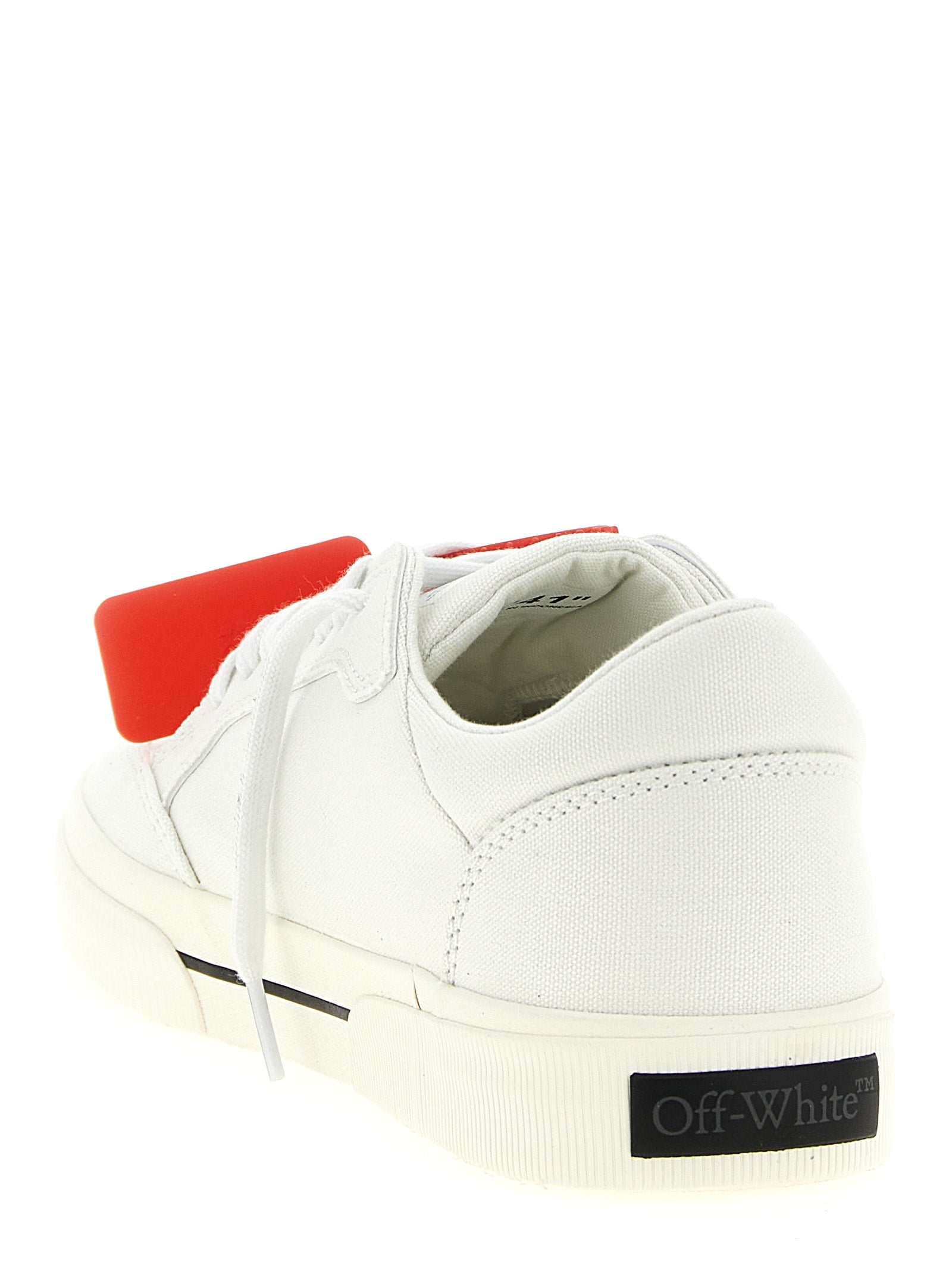 White & Black Vulcanized Cotton Low-Top Sneakers