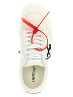 White & Black Vulcanized Cotton Low-Top Sneakers