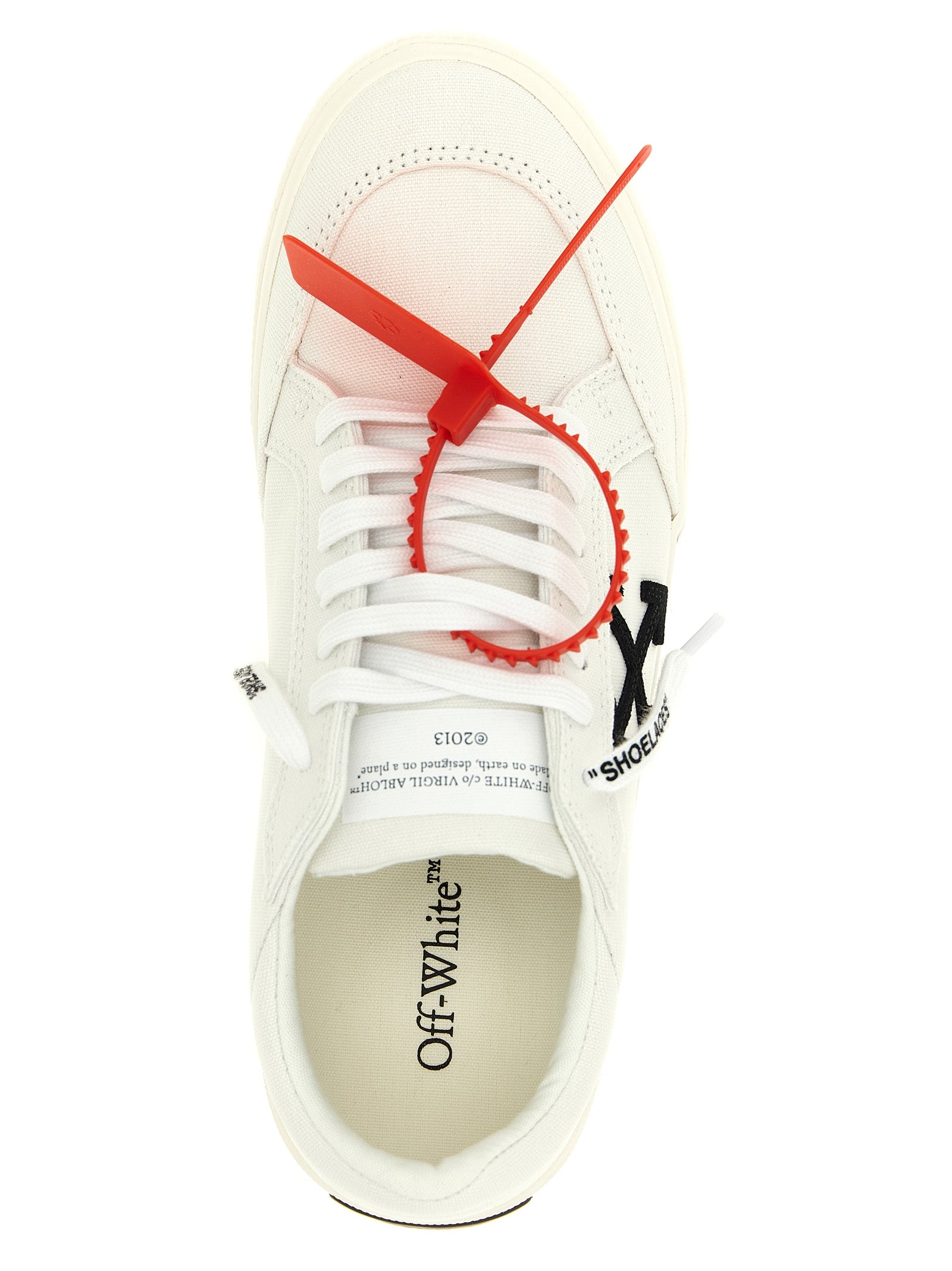 White & Black Vulcanized Cotton Low-Top Sneakers