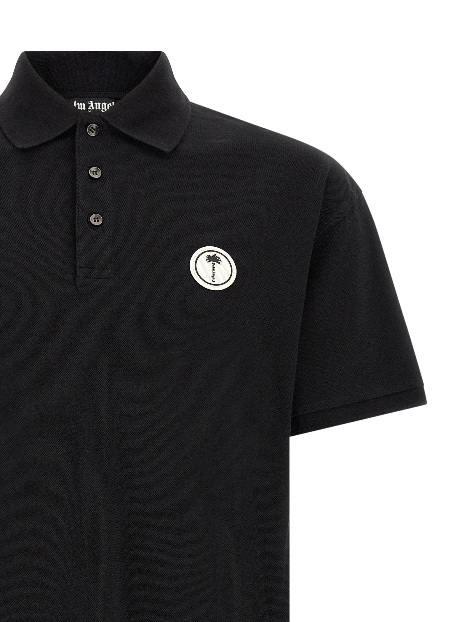 Black Cotton Piquet Polo Shirt