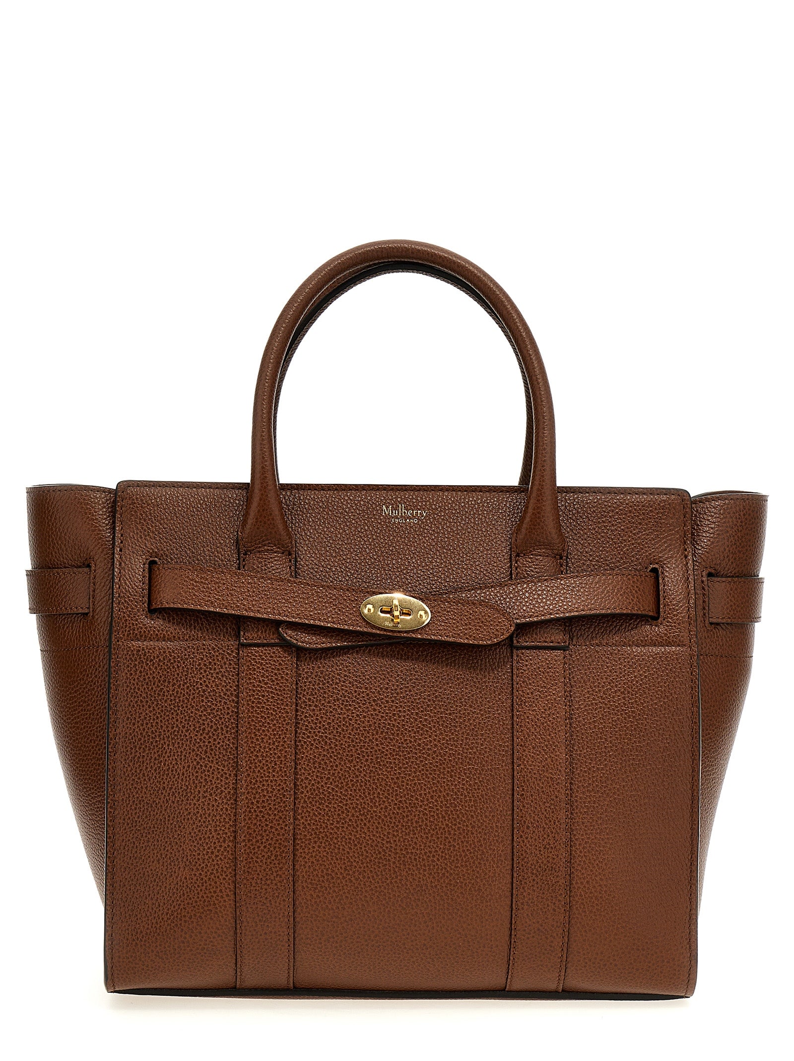 Brown Bovine Leather Small Zipped Bayswater Tote