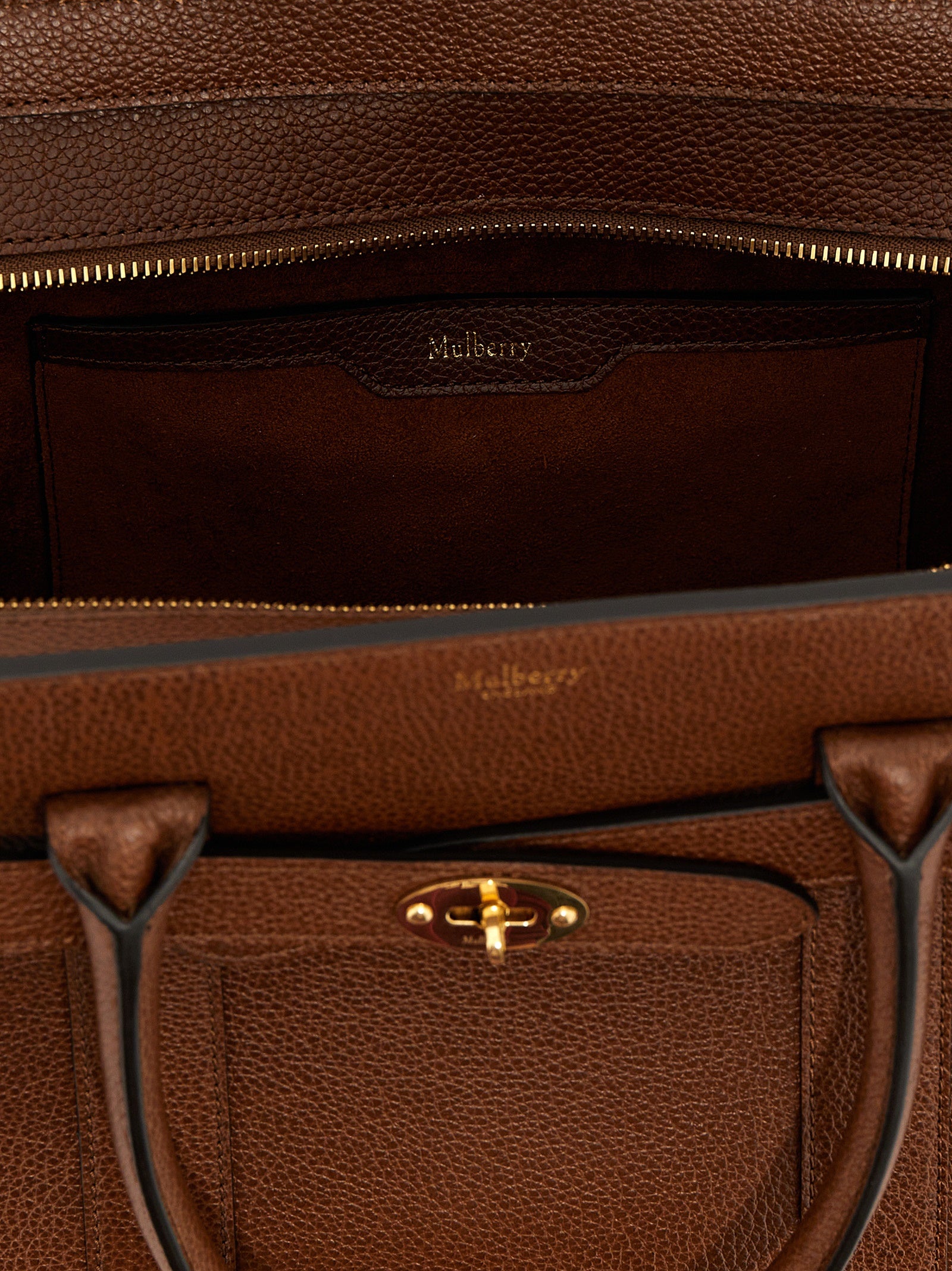 Brown Bovine Leather Small Zipped Bayswater Tote