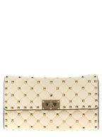 White Quilted Lamb Leather Rockstud Spike Shoulder Bag