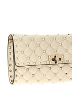 White Quilted Lamb Leather Rockstud Spike Shoulder Bag