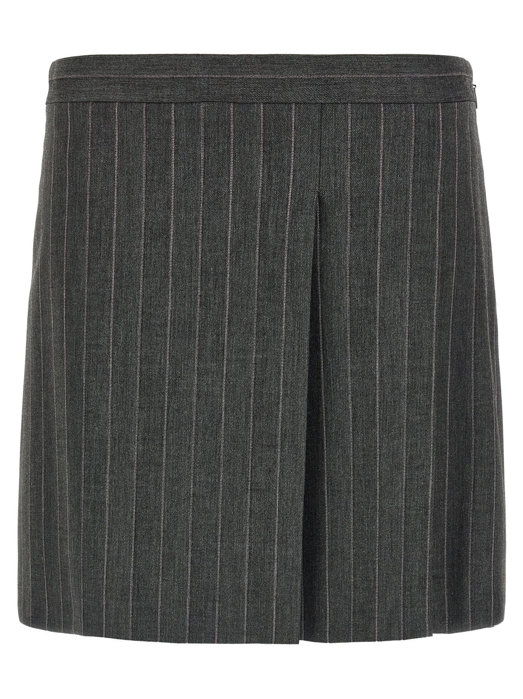 Mini Gray Stretch Wool Blend Skirt