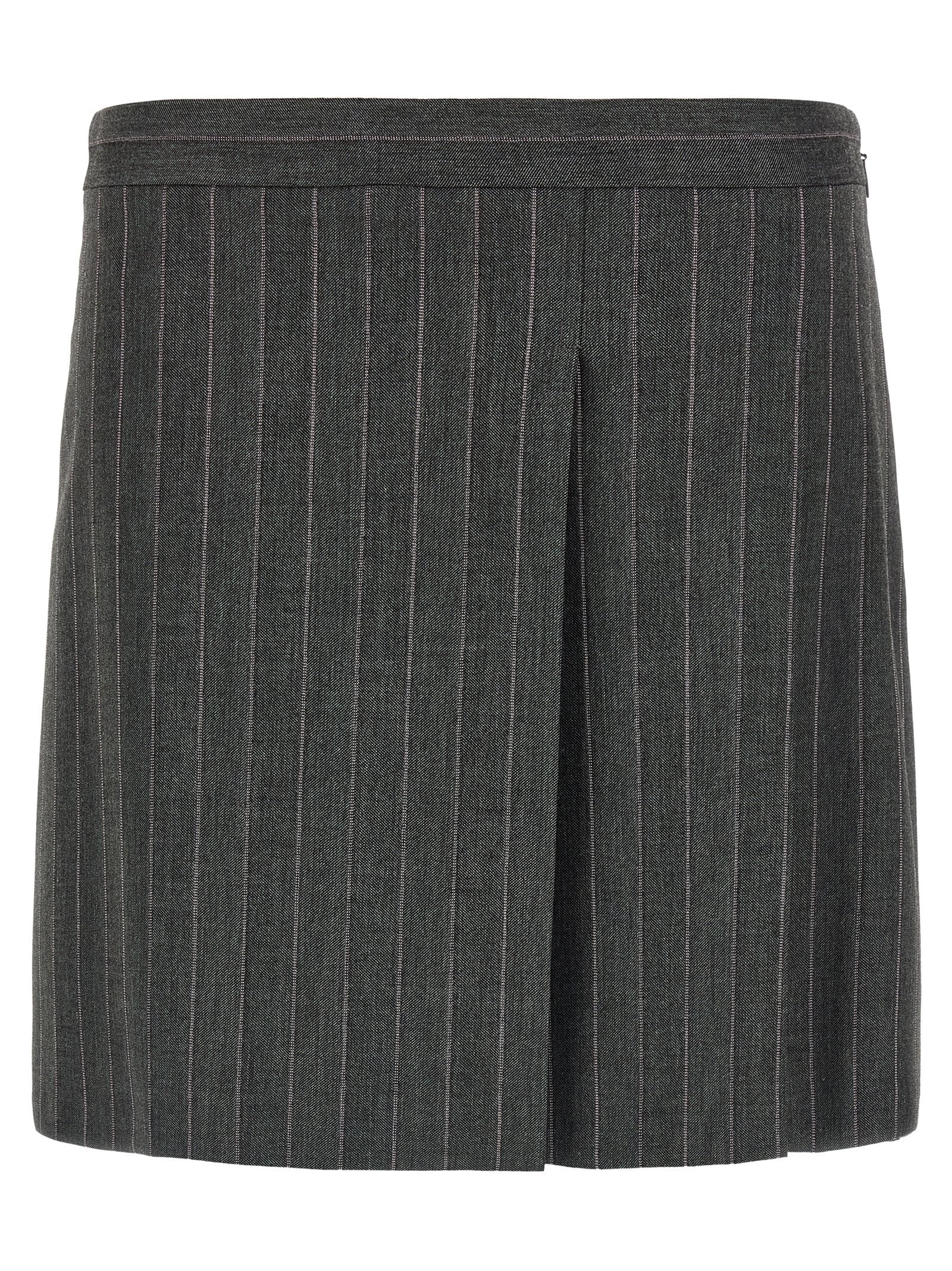 Mini Gray Stretch Wool Blend Skirt