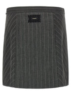 Mini Gray Stretch Wool Blend Skirt