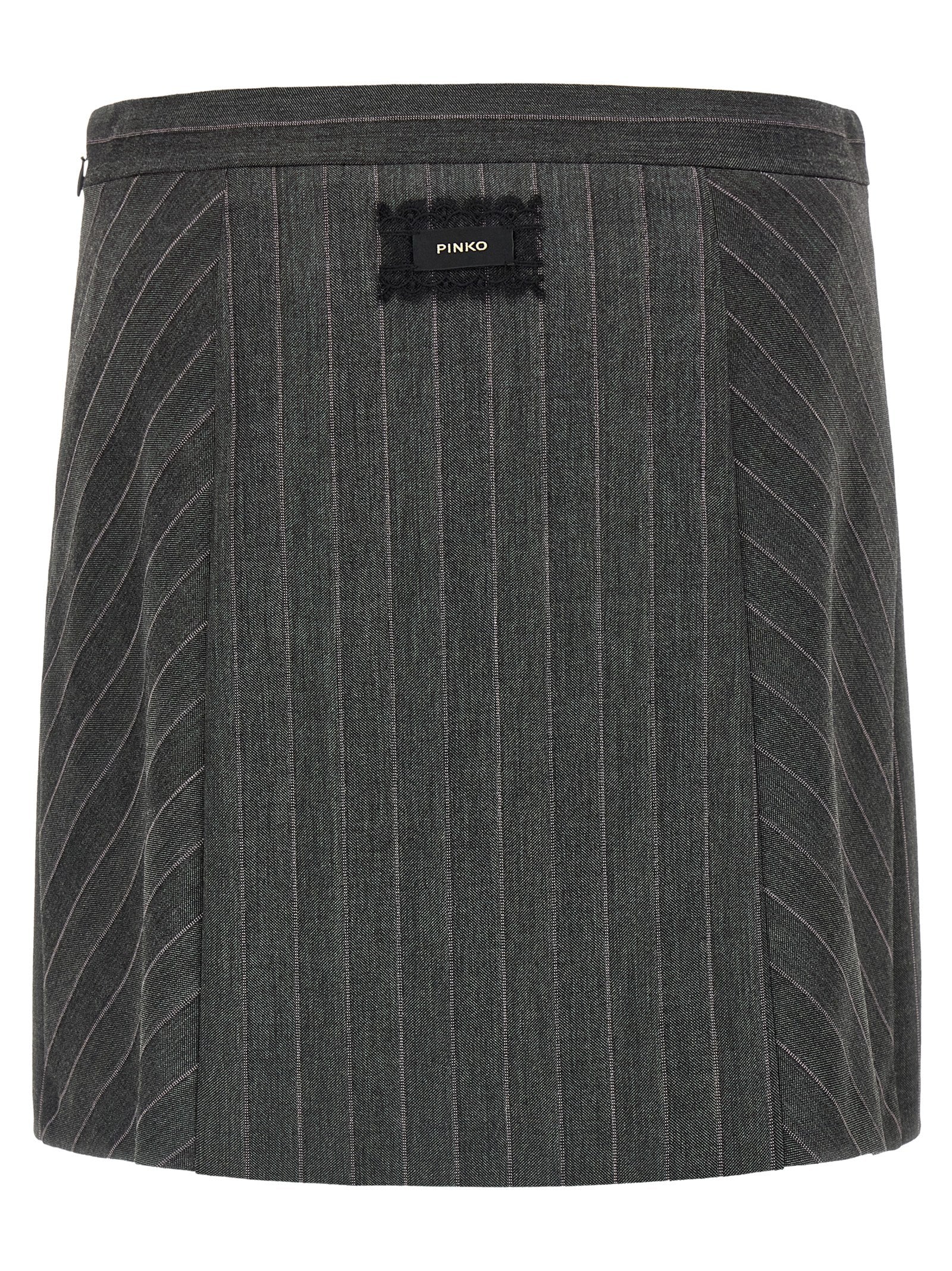 Mini Gray Stretch Wool Blend Skirt