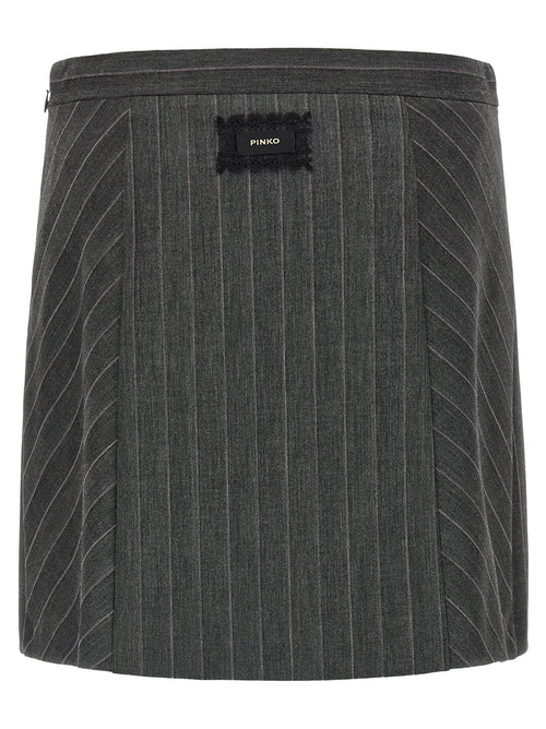 Mini Gray Stretch Wool Blend Skirt