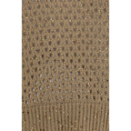 Beige Open-Knit Cotton Sweatshirt