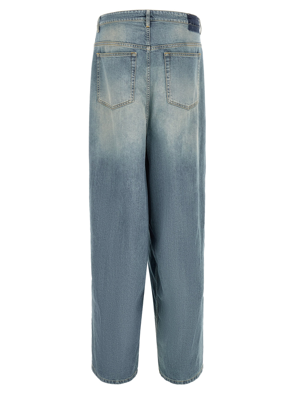 Light Blue Cotton Deconstructed Jeans