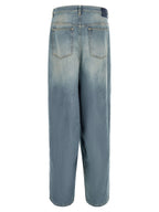 Light Blue Cotton Deconstructed Jeans