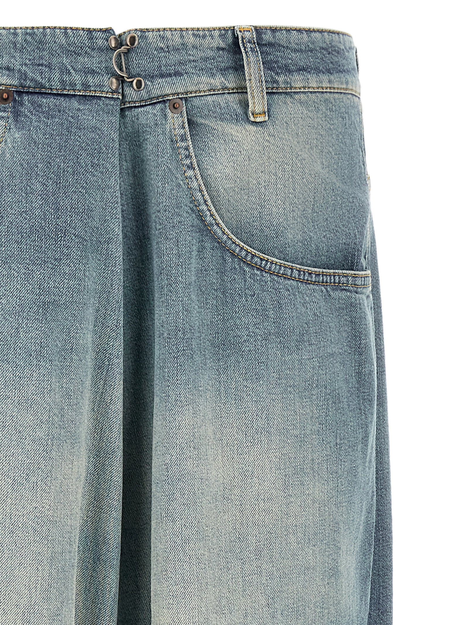 Light Blue Cotton Deconstructed Jeans