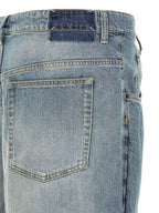 Light Blue Cotton Deconstructed Jeans