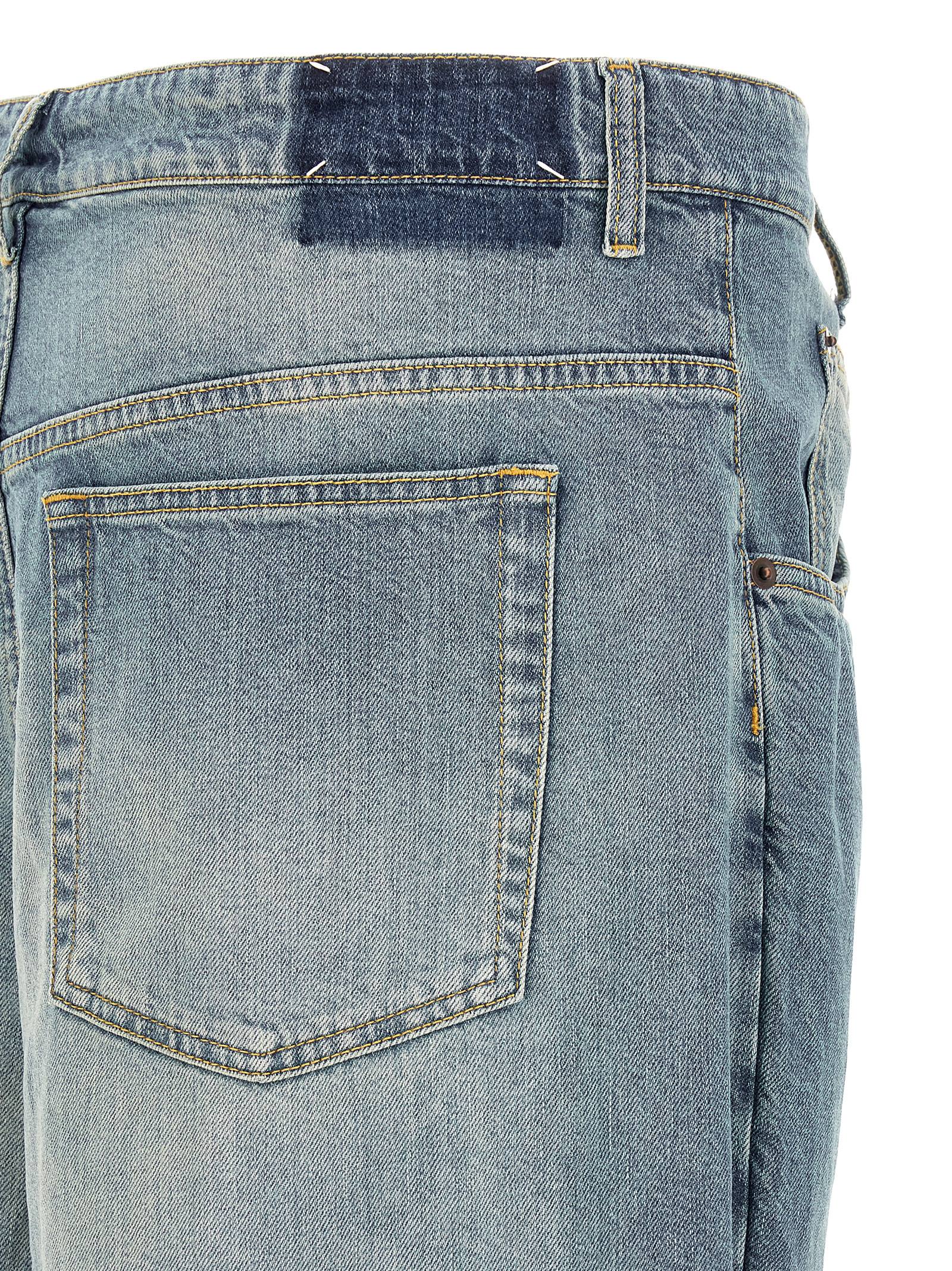 Light Blue Cotton Deconstructed Jeans