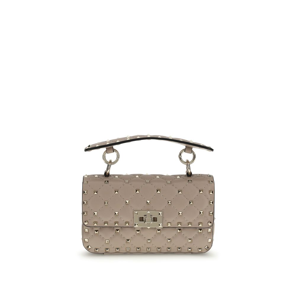 Pink Calfskin Small Rockstud Spike Shoulder Bag