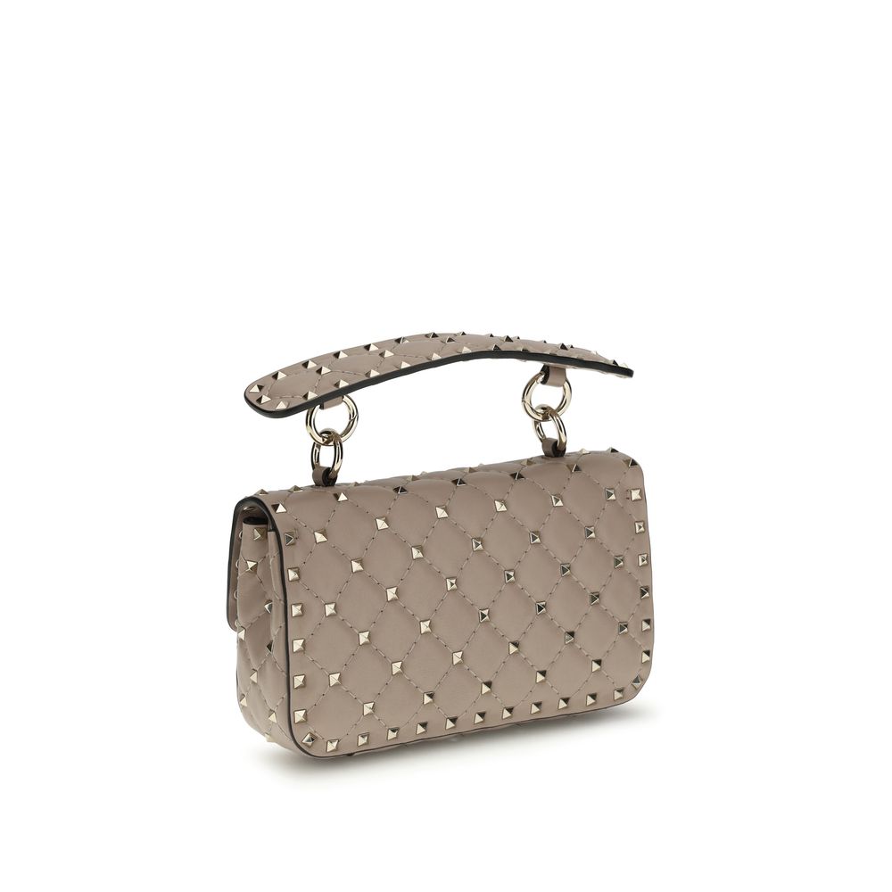 Pink Calfskin Small Rockstud Spike Shoulder Bag