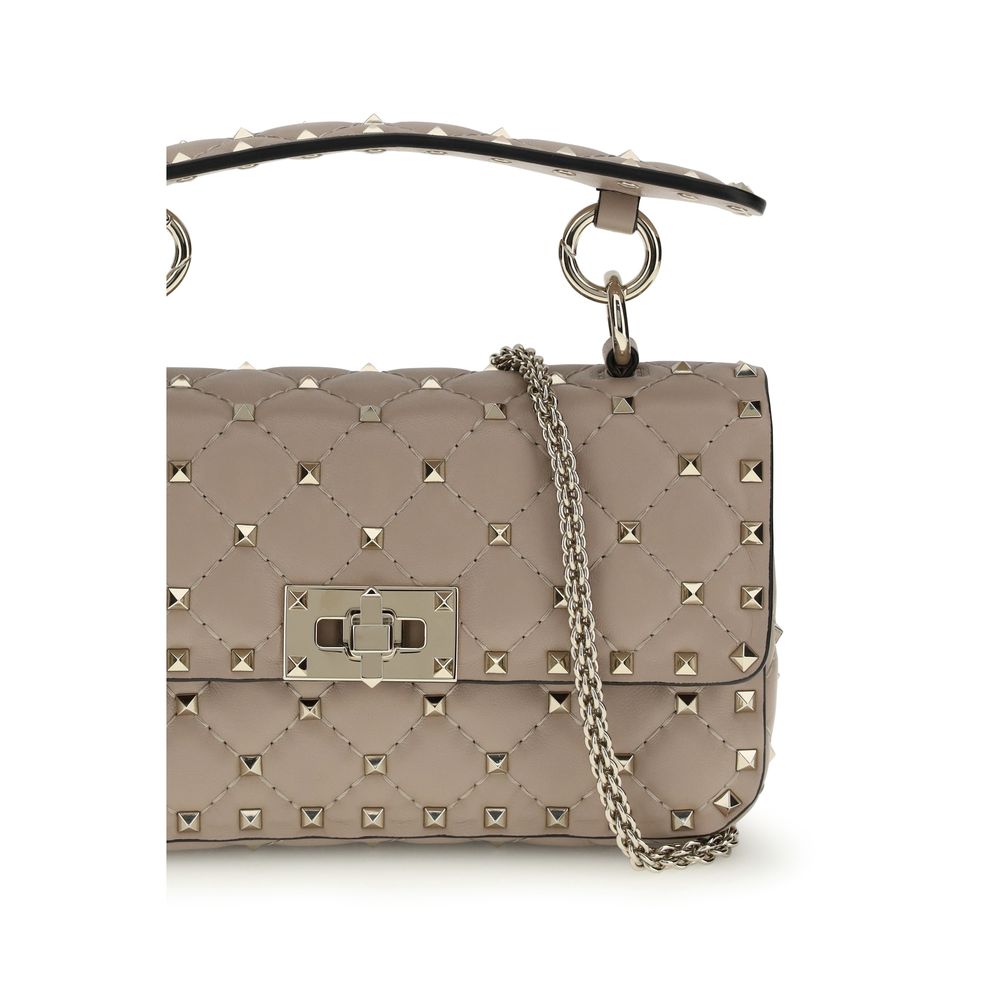 Pink Calfskin Small Rockstud Spike Shoulder Bag
