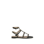 Rockstud Calf Leather Flat Sandals