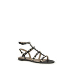 Rockstud Calf Leather Flat Sandals