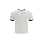 White Cotton Jersey T-Shirt with Web Print