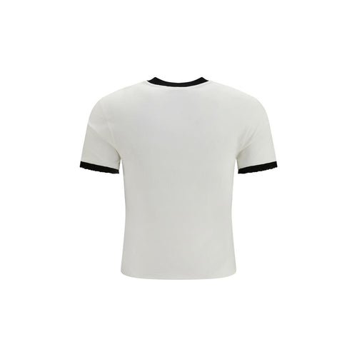 White Cotton Jersey T-Shirt with Web Print