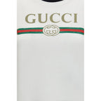 White Cotton Jersey T-Shirt with Web Print