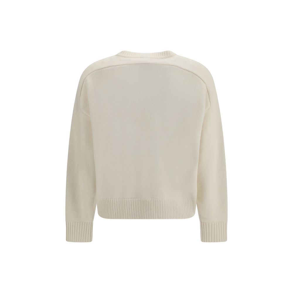 White Merino Wool and Cashmere Blend Sweatshirt