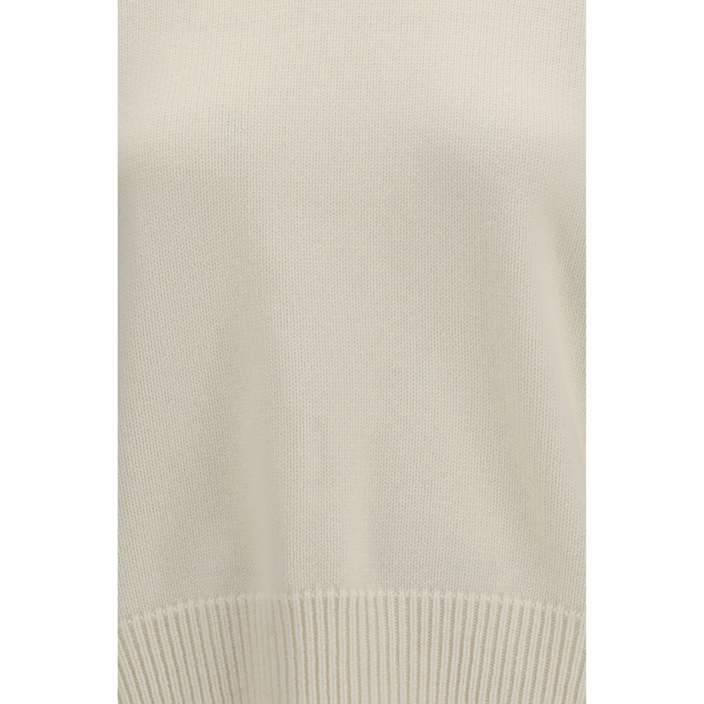 White Merino Wool and Cashmere Blend Sweatshirt