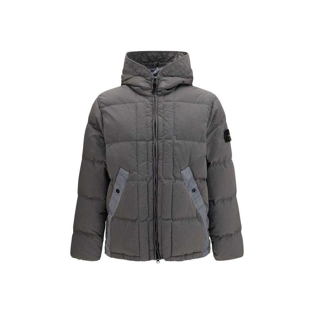 Metal Nylon Hooded Down Jacket