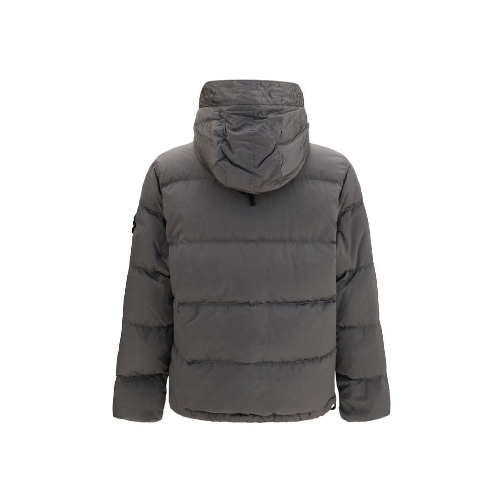 Metal Nylon Hooded Down Jacket