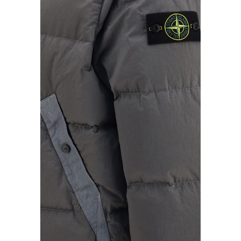 Metal Nylon Hooded Down Jacket